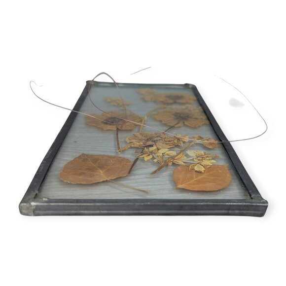 Pressed Floral Leaded Glass Frame Decor 8" x 4" x 1.4" - Picture 11 of 14